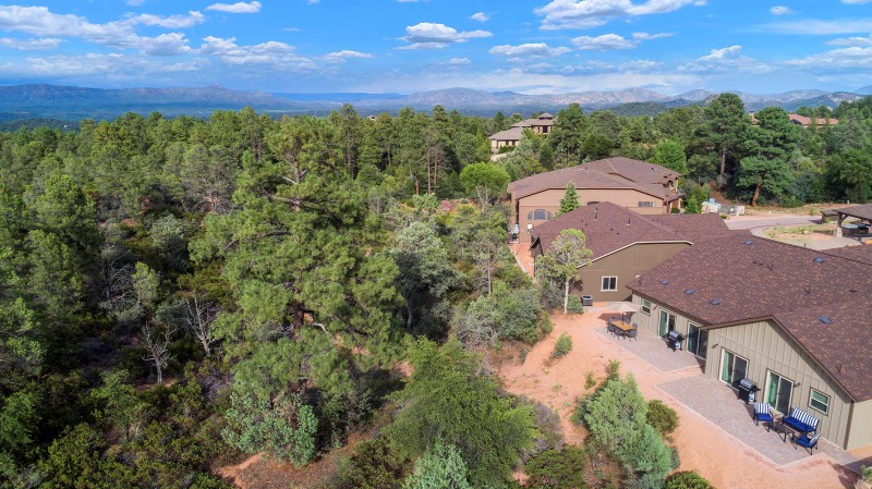 Aerial view with Mogollon Rim mountain backdrop
